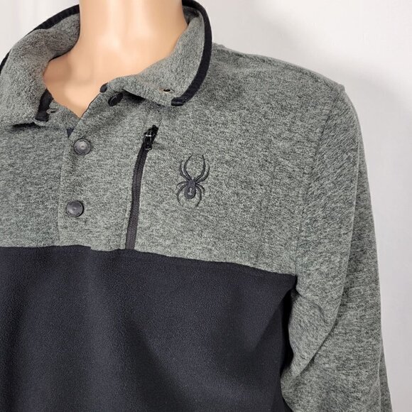 Spyder Men's Black and Grey Color Block Quarter Button Pullover Sweater Size M - Picture 4 of 12